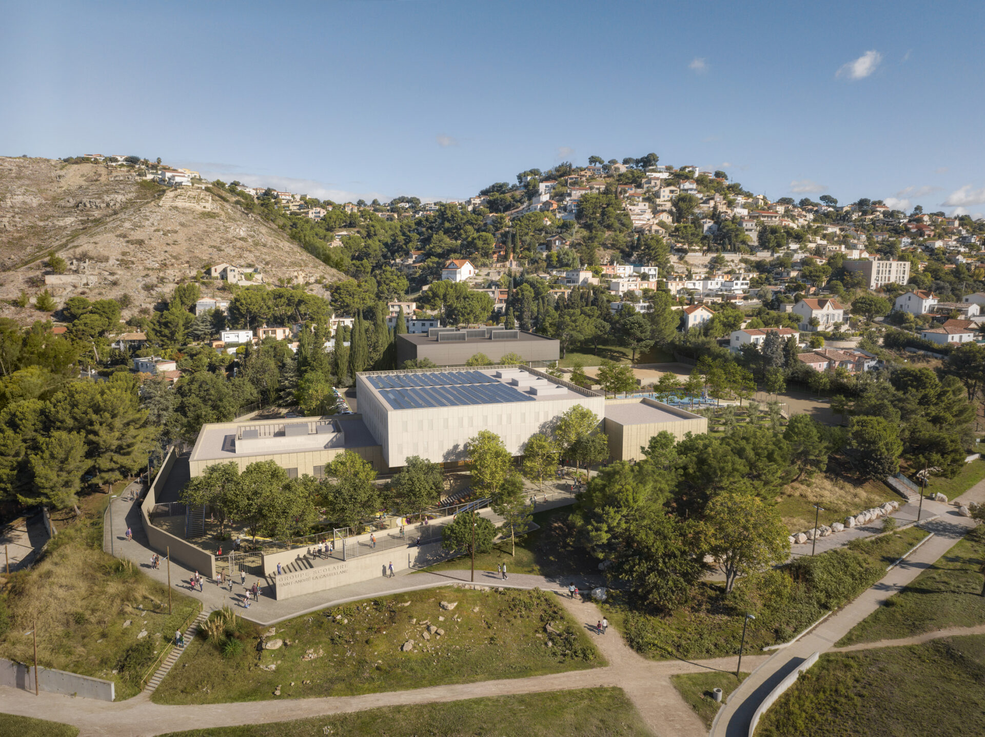 Vue aérienne du groupe scolaire St-André la Castellane – NTSA – Marseille